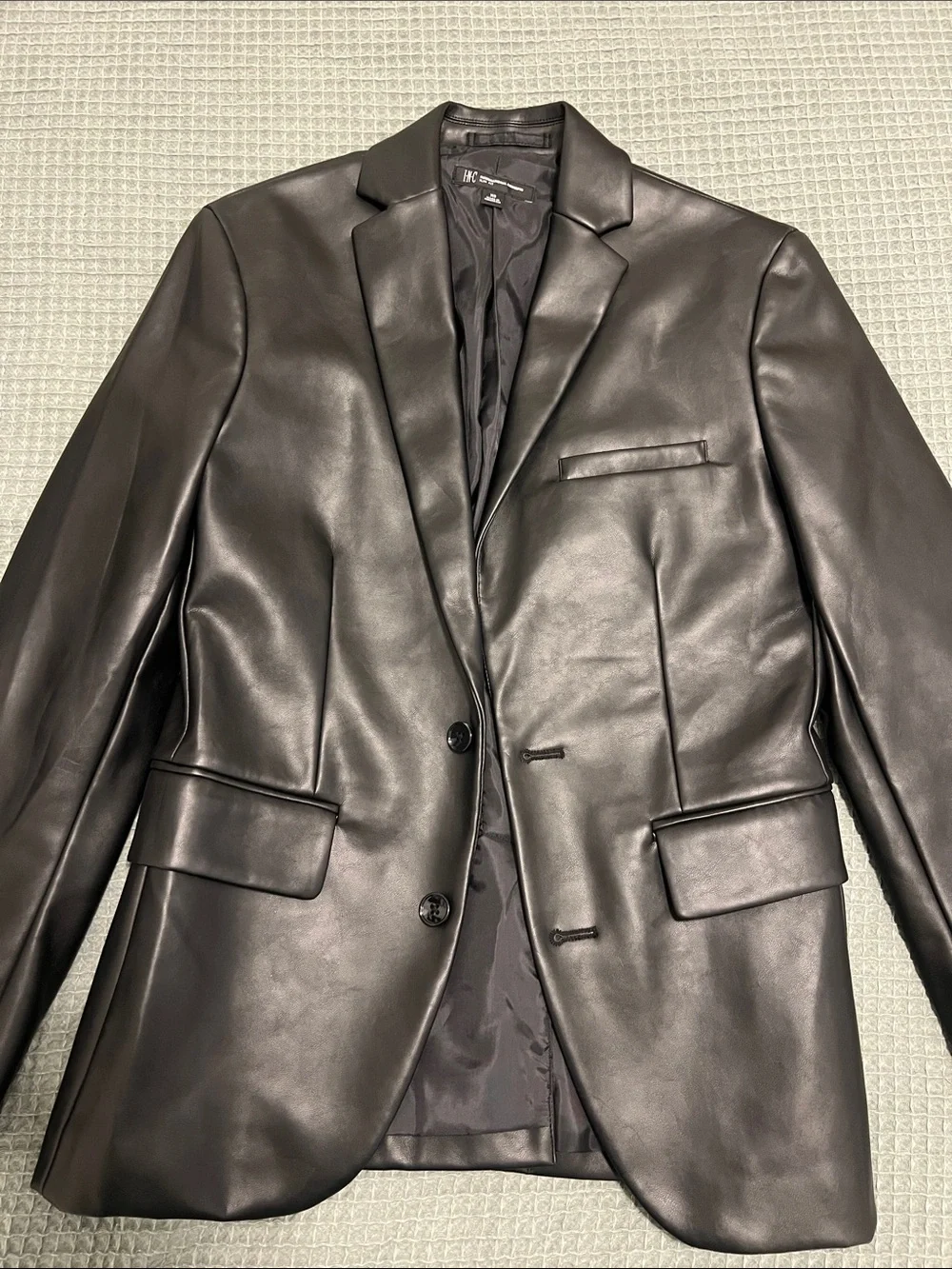 INC Black Faux Leather Sport Blazer - Stylish Tailored Jacket